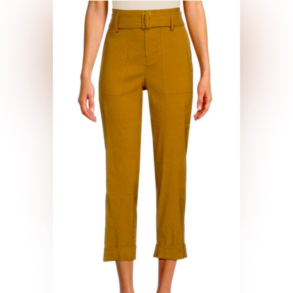 VINCE linen blend cropped cargo pants, chocolate brown, size M fits 8 or 10
